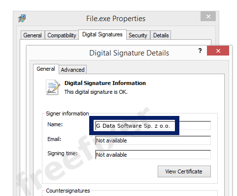 Screenshot of the G Data Software Sp. z o.o. certificate